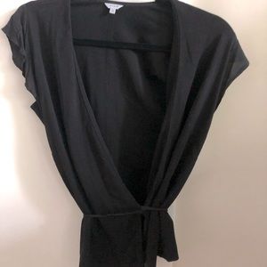 Jigsaw black wrap top / tie-front top